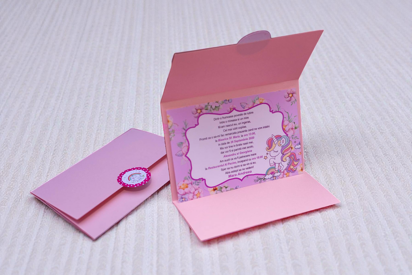 Invitație personalizată pentru botez cu fotografie – Model 4