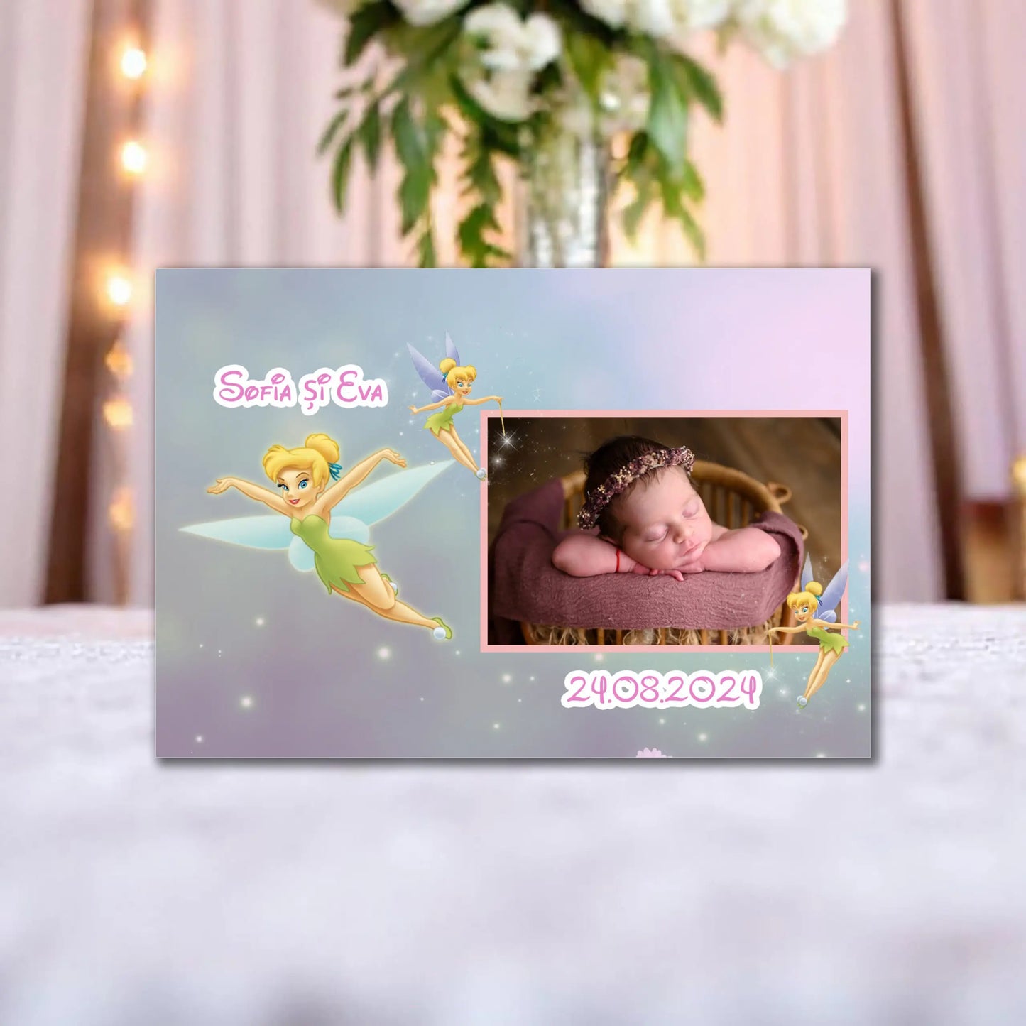 Marturie magnetica botez personalizata cu poza, nume si data model 3