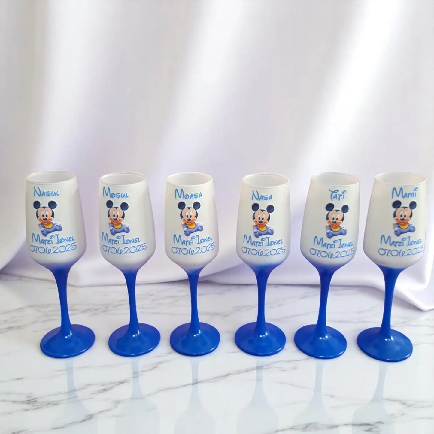 Pahar personalizat pentru botez – Cadou elegant cu nume și dată | Model PB02