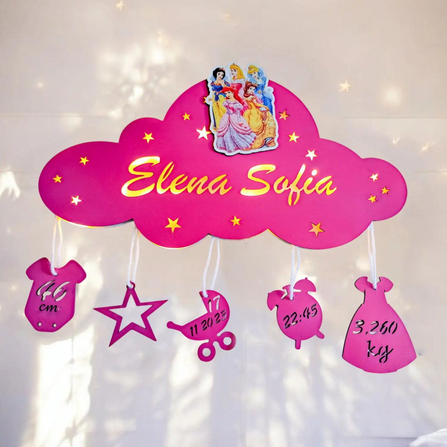 Lampa de Veghe Personalizata Norisor – Cu Nume si Date Nastere, LED si Design de Poveste cu personaje