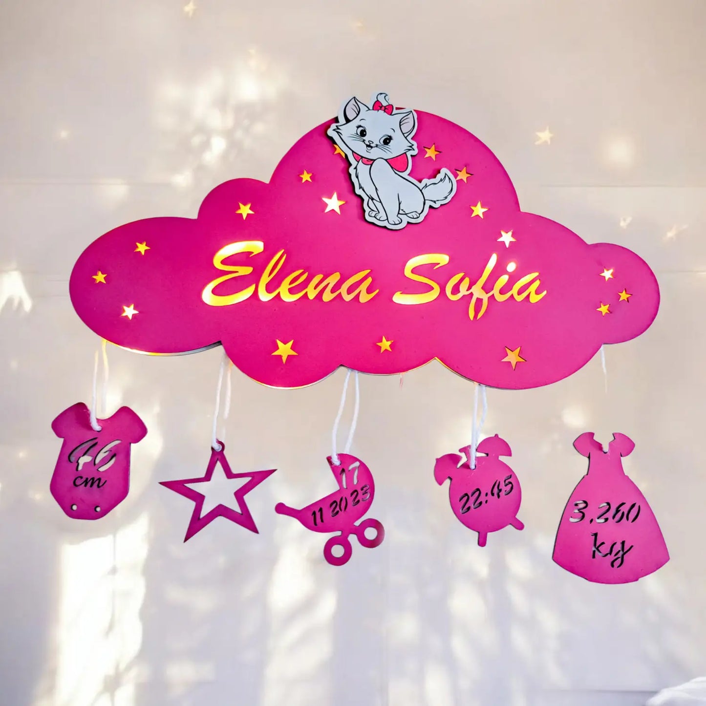 Lampa de Veghe Personalizata Norisor – Cu Nume si Date Nastere, LED si Design de Poveste cu personaje