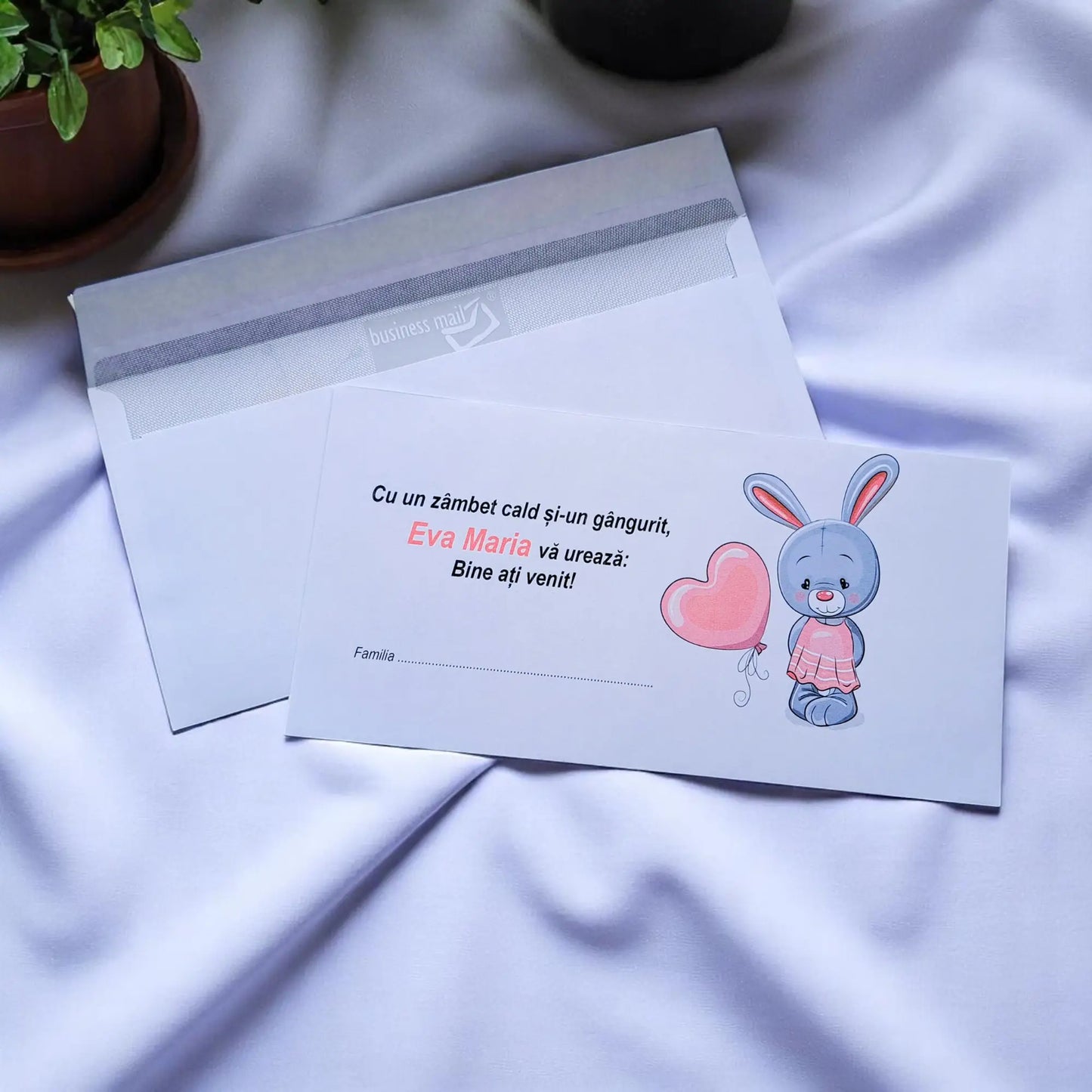 Plic pentru bani botez personalizat – cu nume, personaj din desene și mesaj special | 11×22 cm PB38