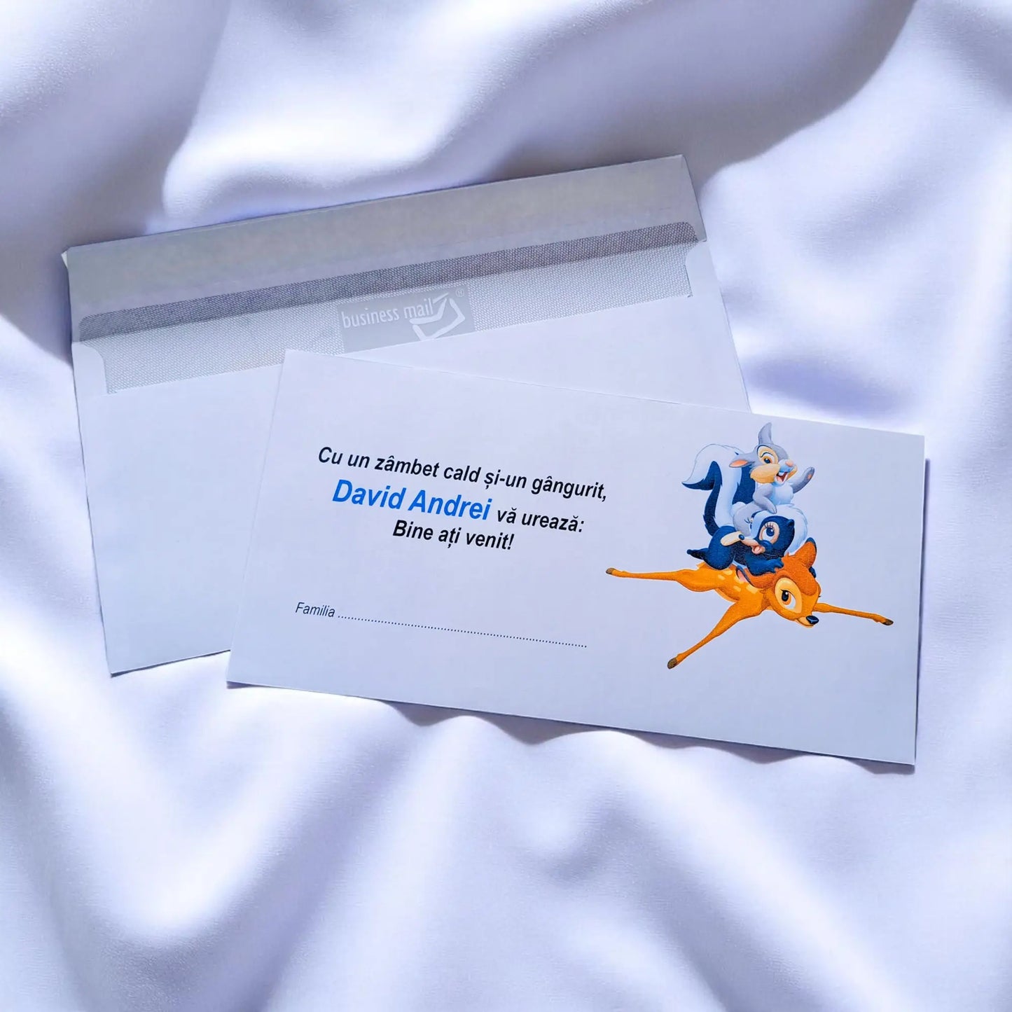 Plic pentru bani botez personalizat – cu nume, personaj din desene și mesaj special | 11×22 cm PB34