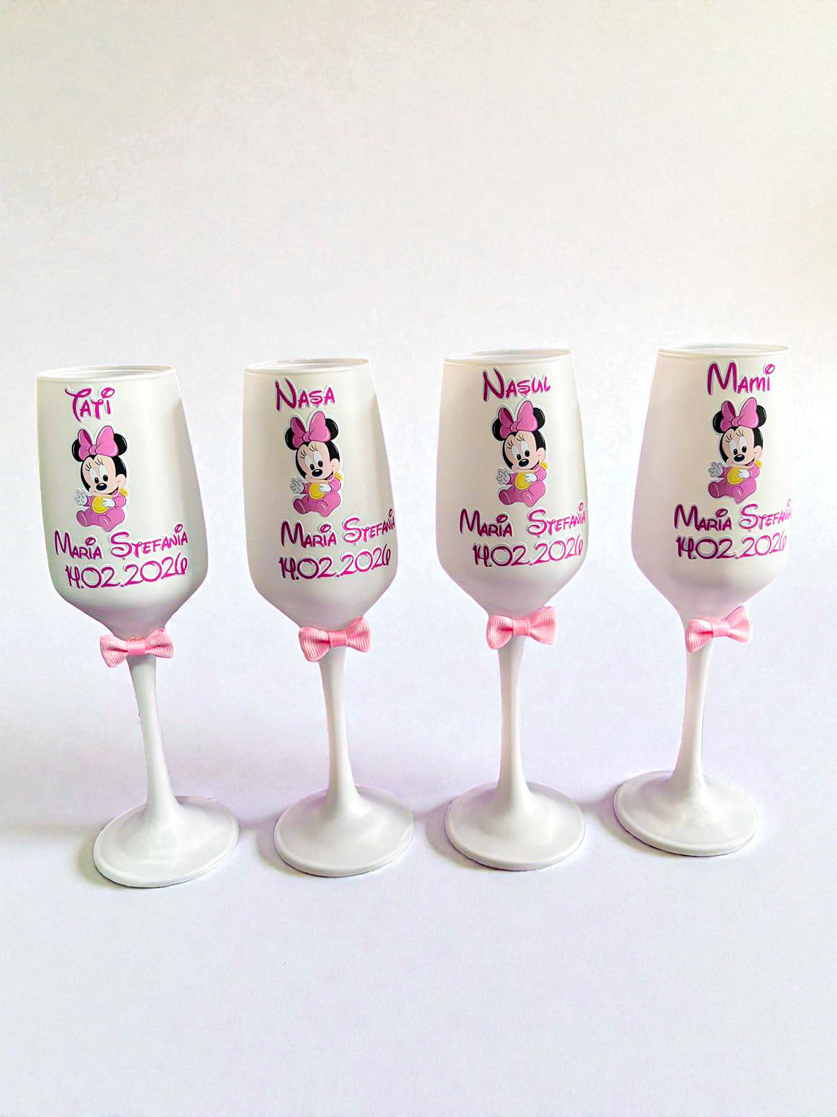 Pahar personalizat pentru botez – Cadou elegant cu nume și dată | Model PB09