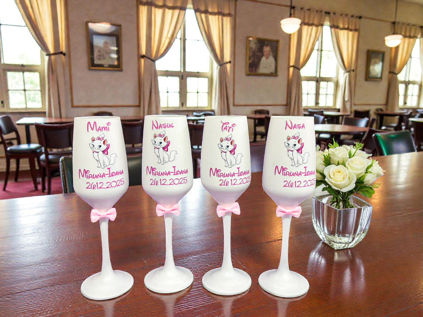 Pahar personalizat pentru botez – Cadou elegant cu nume și dată | Model PB10