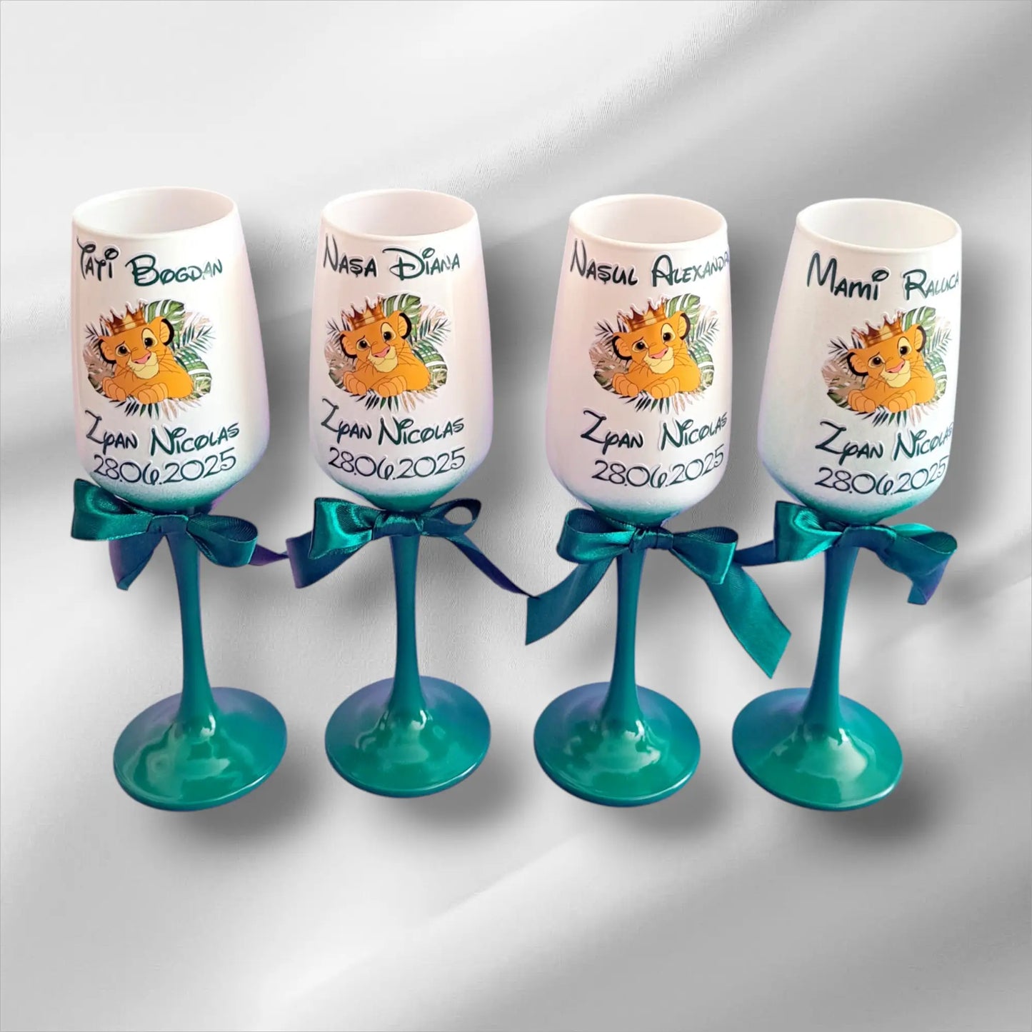 Pahar personalizat pentru botez – Cadou elegant cu nume și dată | Model PB16