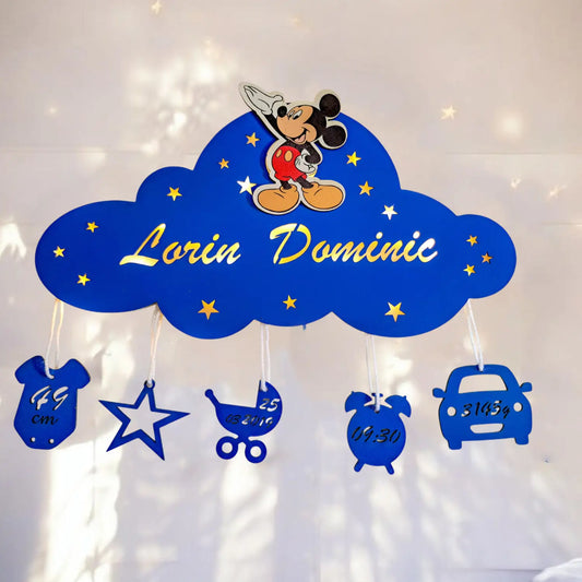 Lampa de Veghe Personalizata Norisor – Cu Nume si Date Nastere, LED si Design de Poveste cu personaje