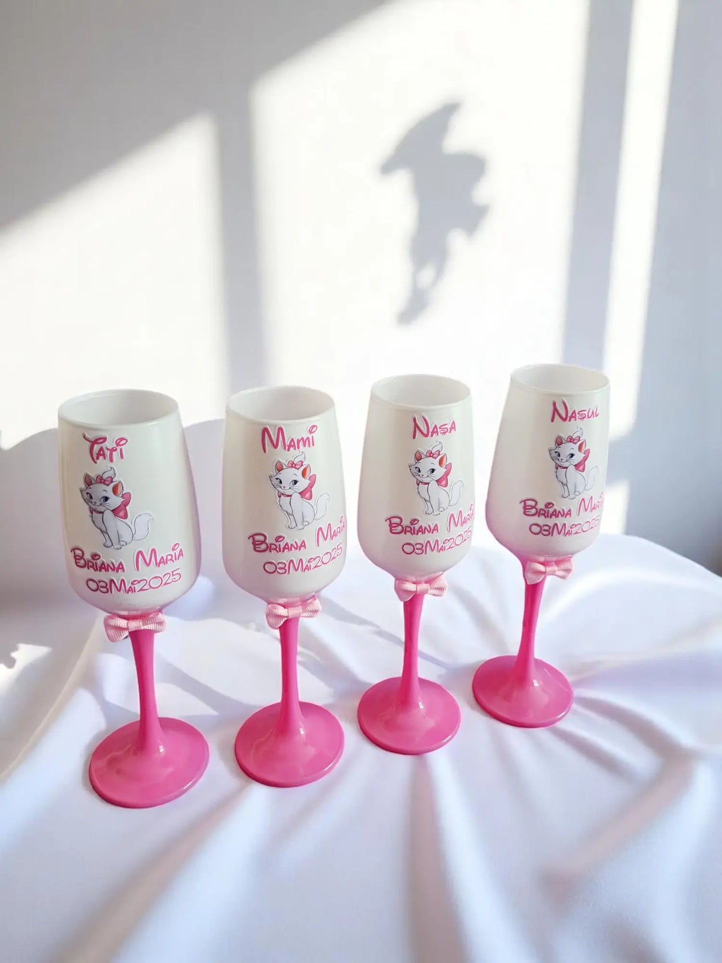 Pahar personalizat pentru botez – Cadou elegant cu nume și dată | Model PB03