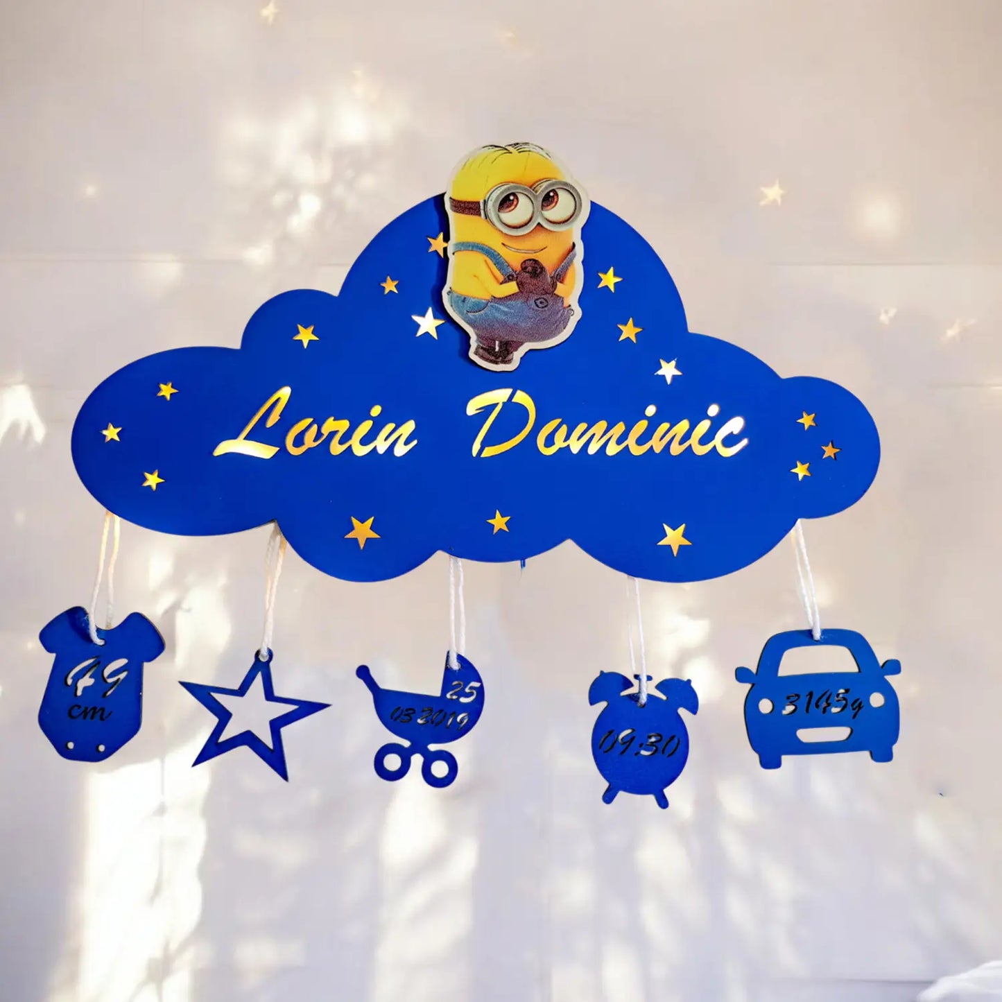 Lampa de Veghe Personalizata Norisor – Cu Nume si Date Nastere, LED si Design de Poveste cu personaje