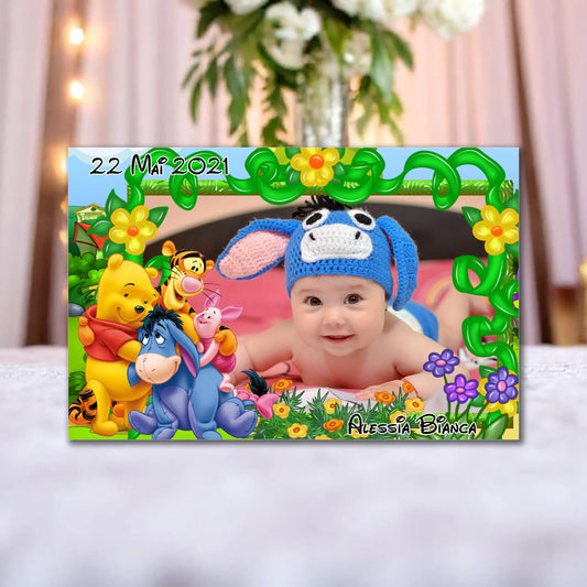 Marturie magnetica botez personalizata cu poza, nume si data model 26