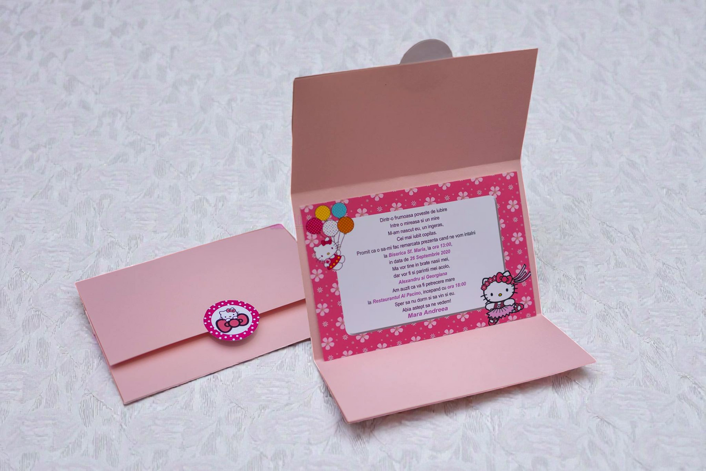 Invitație personalizată pentru botez cu fotografie – Model 8