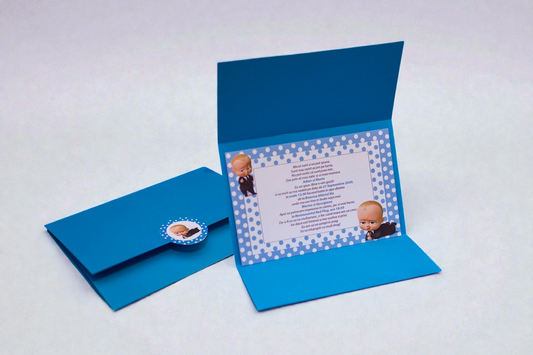 Invitație personalizată pentru botez cu fotografie – Model 12