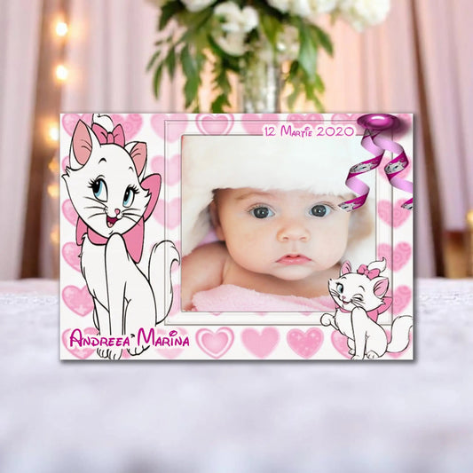 Marturie magnetica botez personalizata cu poza, nume si data model 27