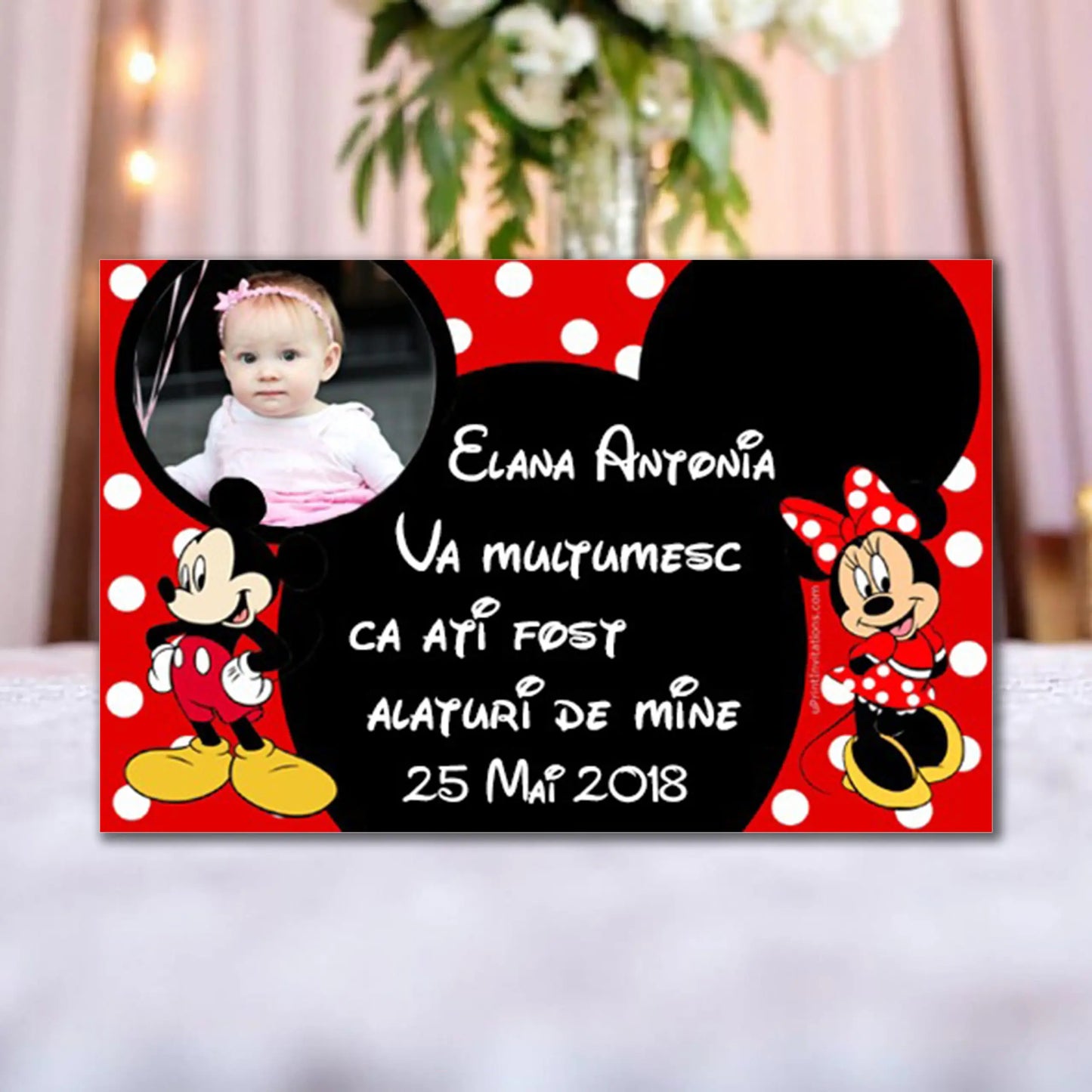 Marturie magnetica botez personalizata cu poza, nume si data model 33