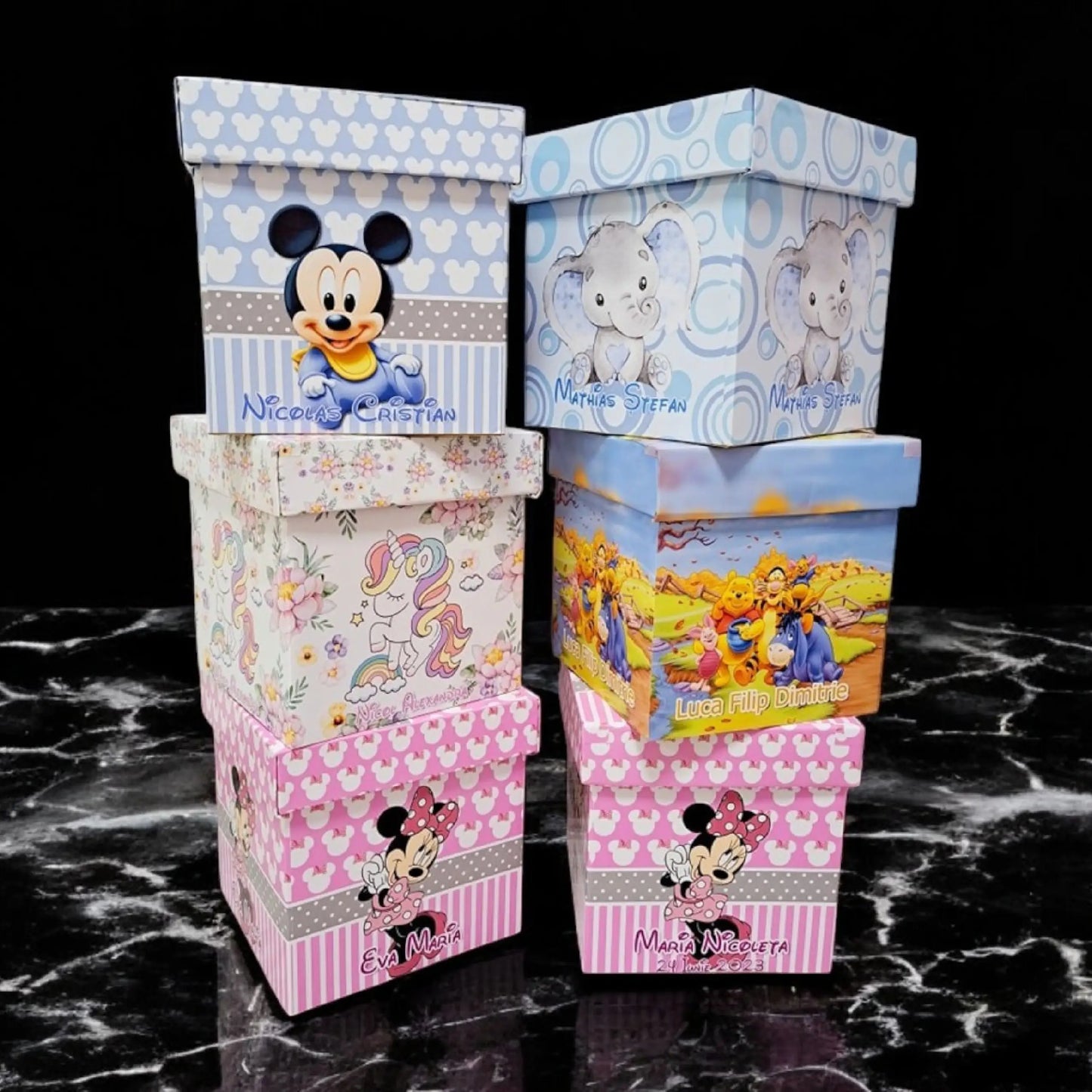 Cutie de dar personalizată pentru botez