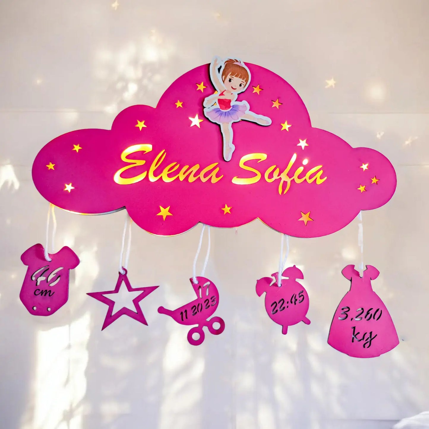 Lampa de Veghe Personalizata Norisor – Cu Nume si Date Nastere, LED si Design de Poveste cu personaje