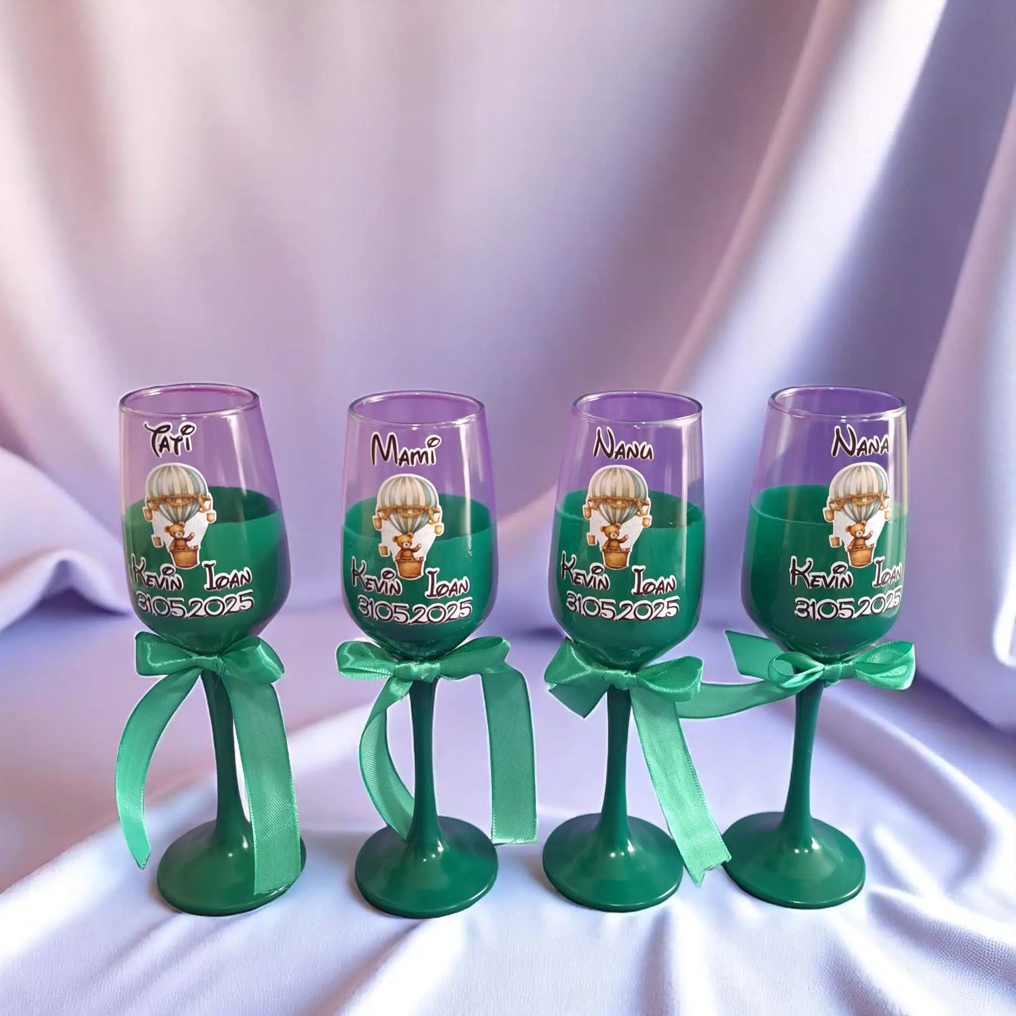 Pahar personalizat pentru botez – Cadou elegant cu nume și dată | Model PB06