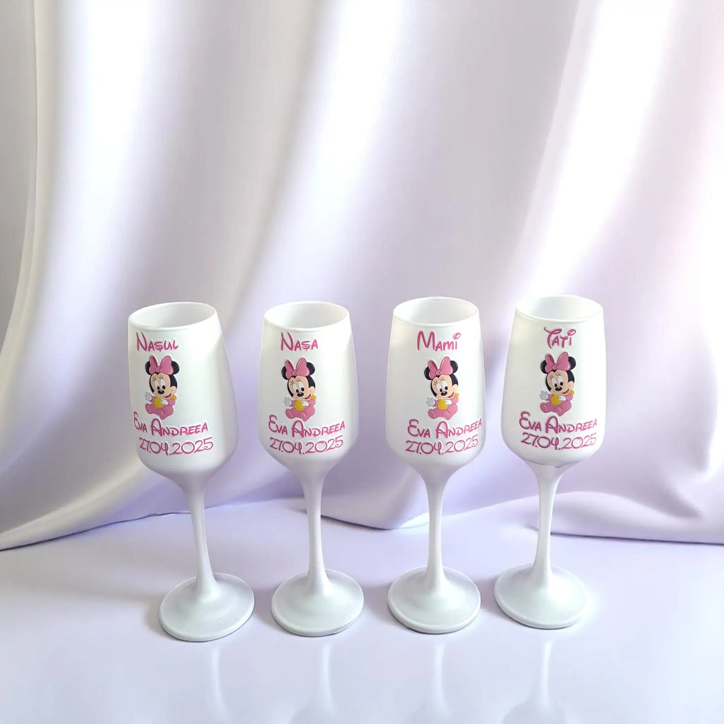 Pahar personalizat pentru botez – Cadou elegant cu nume și dată | Model PB09