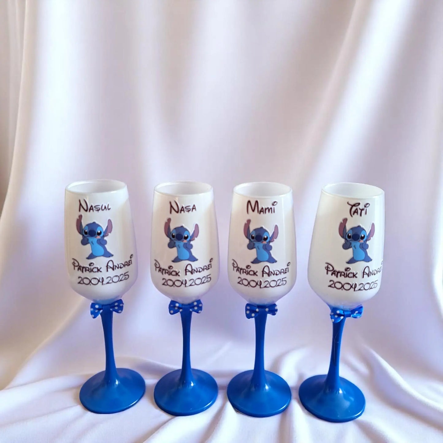 Pahar personalizat pentru botez – Cadou elegant cu nume și dată | Model PB08