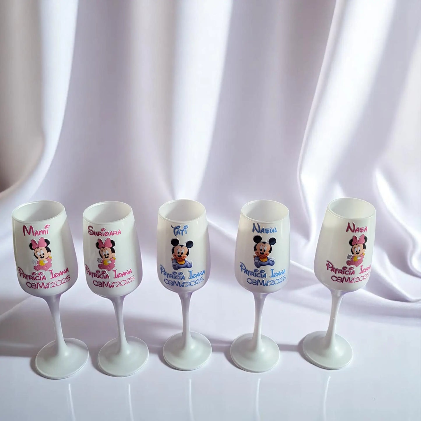 Pahar personalizat pentru botez – Cadou elegant cu nume și dată | Model PB13