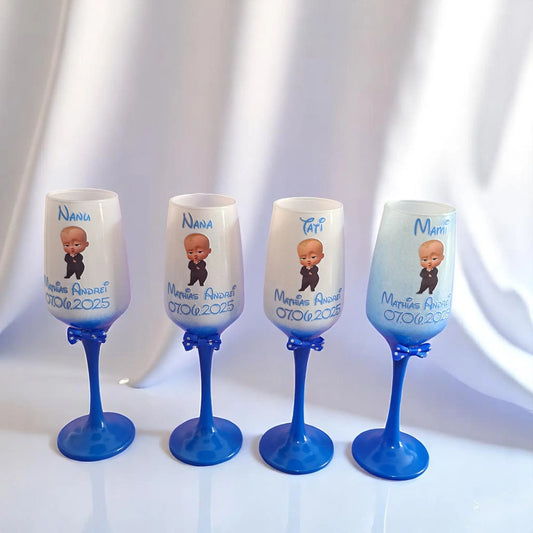 Pahar personalizat pentru botez – Cadou elegant cu nume și dată | Model PB11