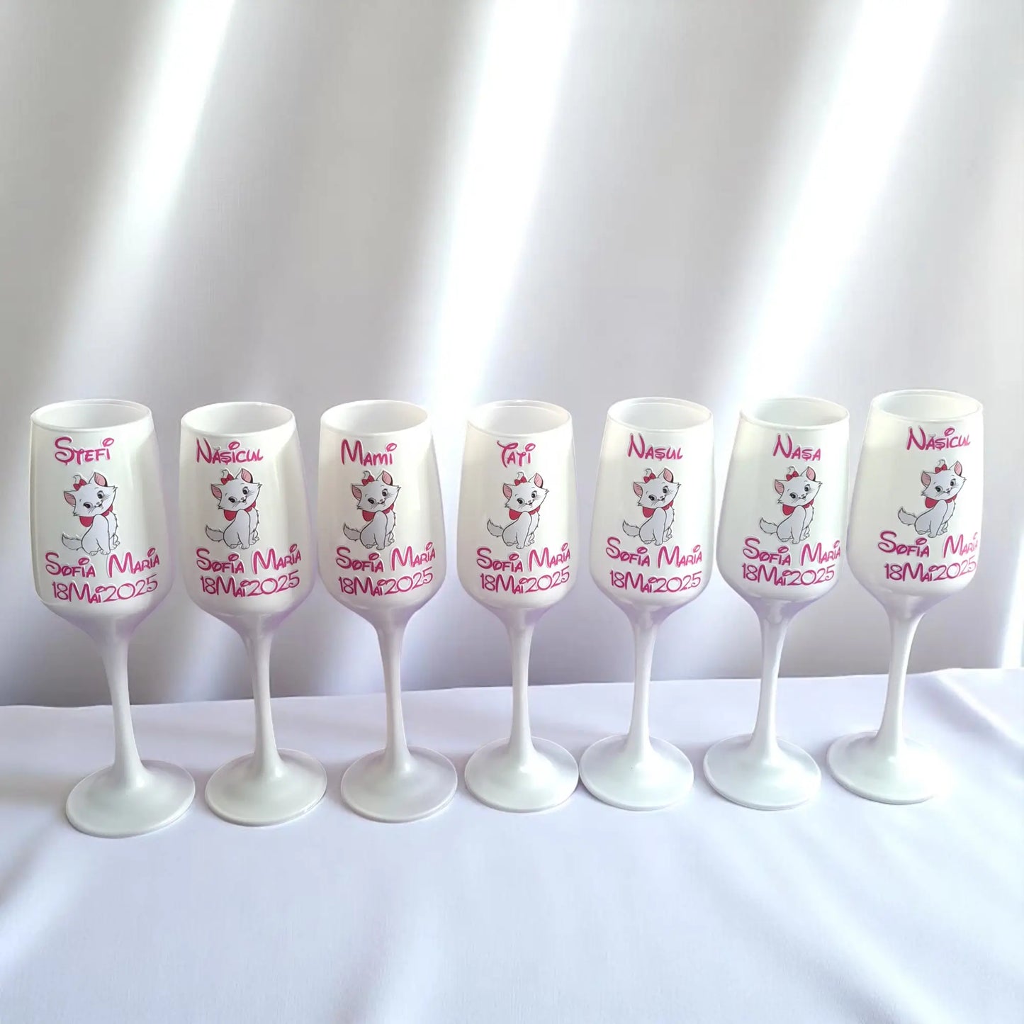 Pahar personalizat pentru botez – Cadou elegant cu nume și dată | Model PB10