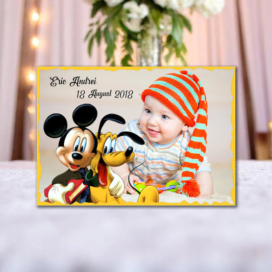 Marturie magnetica botez personalizata cu poza, nume si data model 36