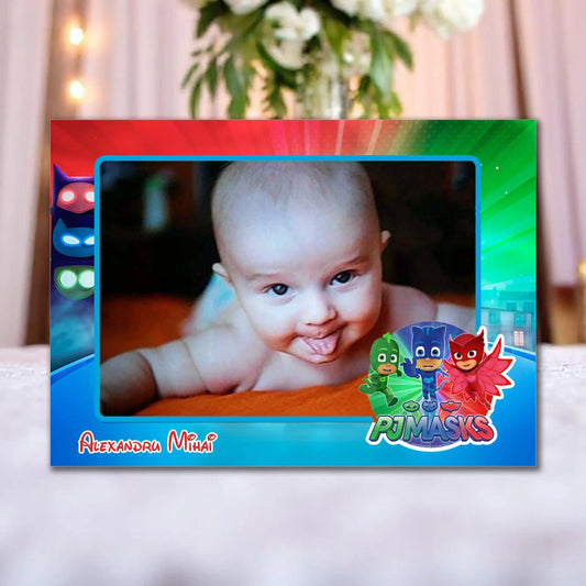 Marturie magnetica botez personalizata cu poza, nume si data model 10