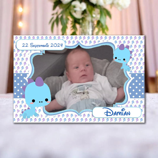 Marturie magnetica botez personalizata cu poza, nume si data model 11