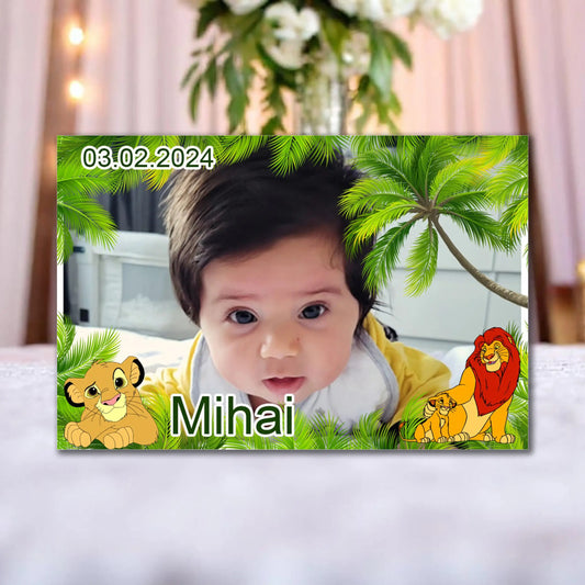 Marturie magnetica botez personalizata cu poza, nume si data model 12