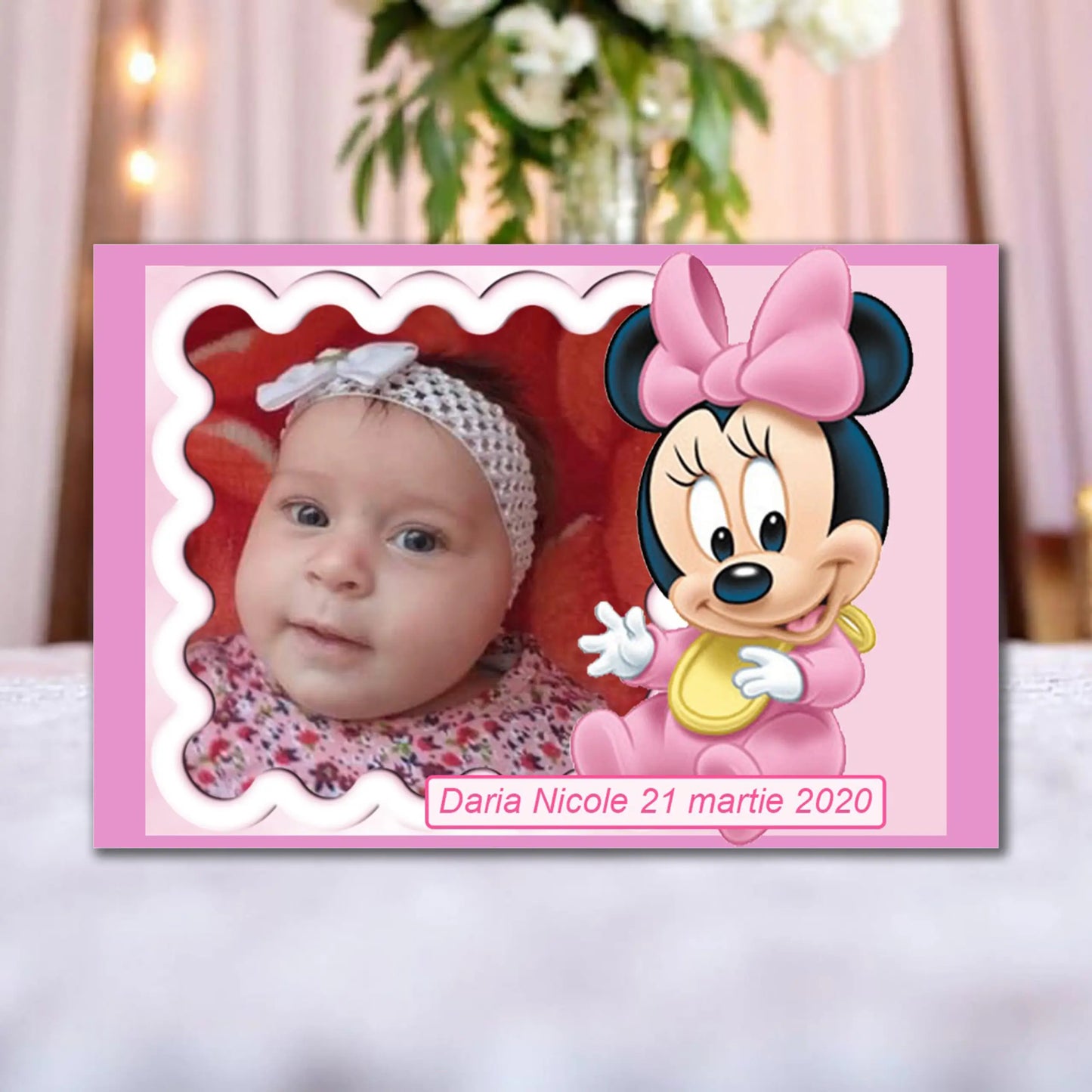 Marturie magnetica botez personalizata cu poza, nume si data model 42