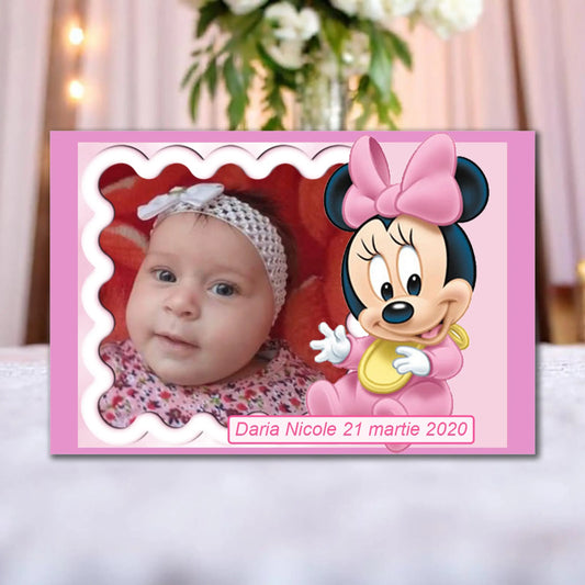 Marturie magnetica botez personalizata cu poza, nume si data model 42