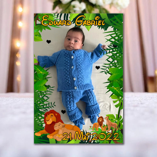 Marturie magnetica botez personalizata cu poza, nume si data model 13