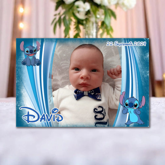 Marturie magnetica botez personalizata cu poza, nume si data model 14