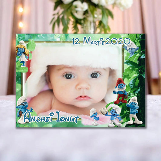 Marturie magnetica botez personalizata cu poza, nume si data model 15