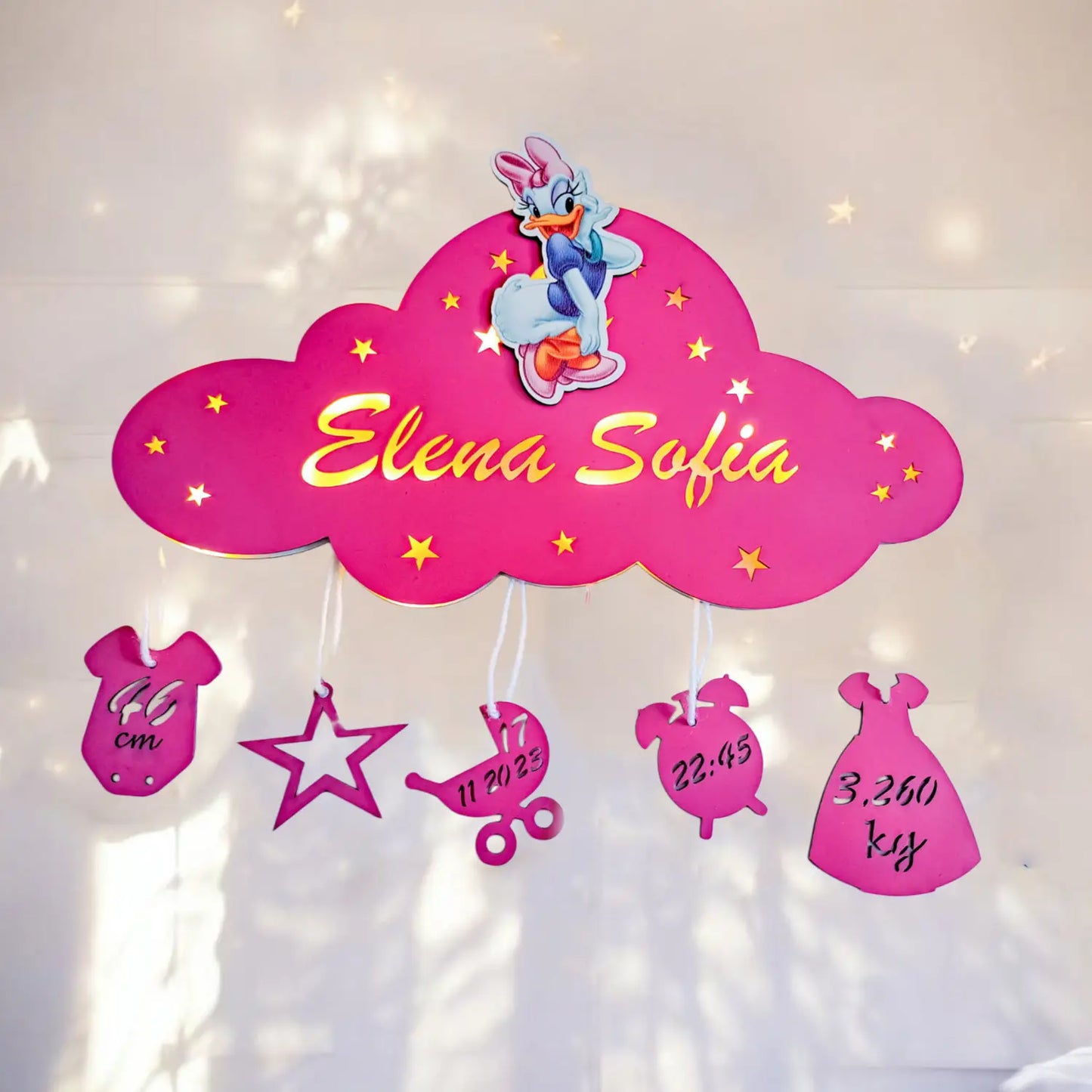 Lampa de Veghe Personalizata Norisor – Cu Nume si Date Nastere, LED si Design de Poveste cu personaje