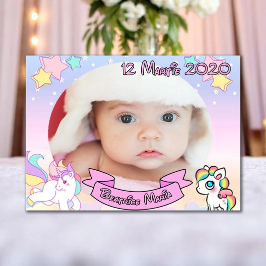 Marturie magnetica botez personalizata cu poza, nume si data model 16