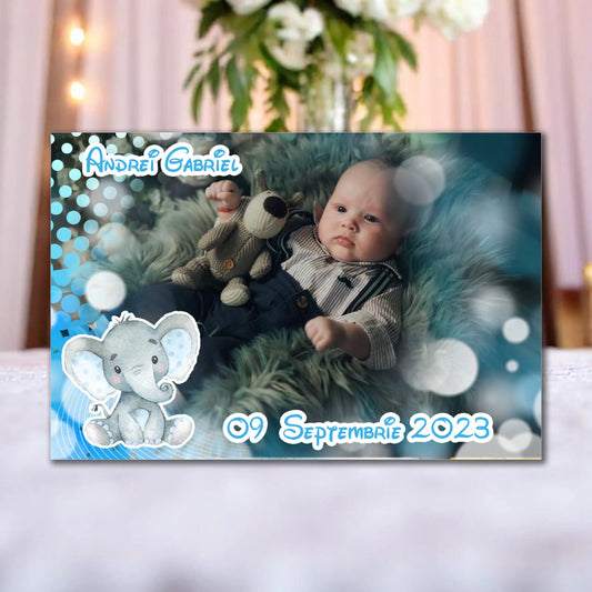 Marturie magnetica botez personalizata cu poza, nume si data model 7