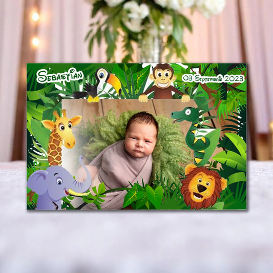 Marturie magnetica botez personalizata cu poza, nume si data model 21