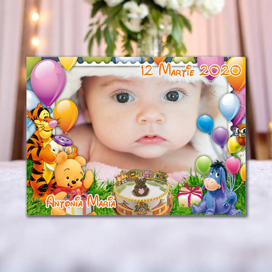 Marturie magnetica botez personalizata cu poza, nume si data model 22