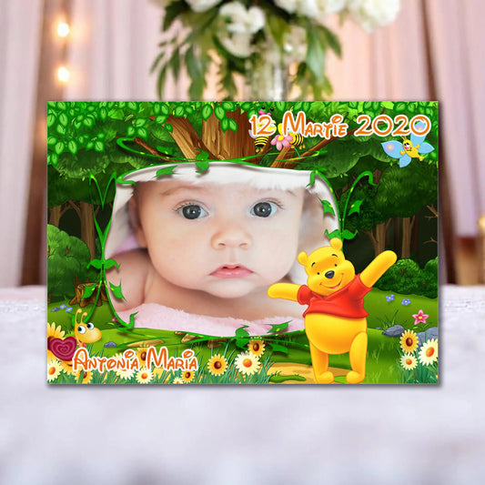 Marturie magnetica botez personalizata cu poza, nume si data model 24