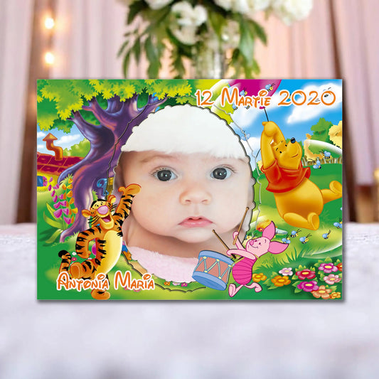 Marturie magnetica botez personalizata cu poza, nume si data model 23