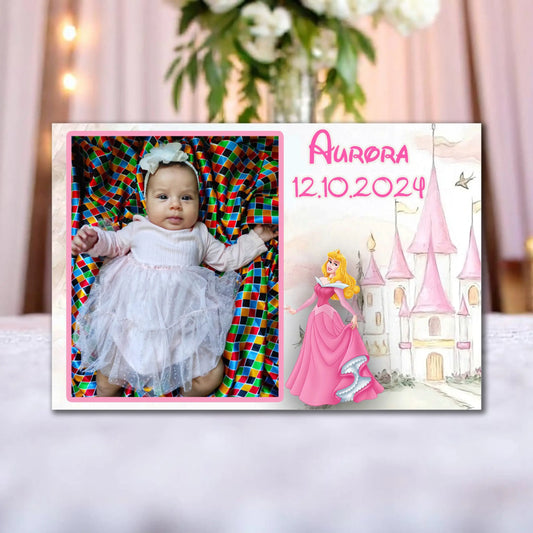 Marturie magnetica botez personalizata cu poza, nume si data model 25