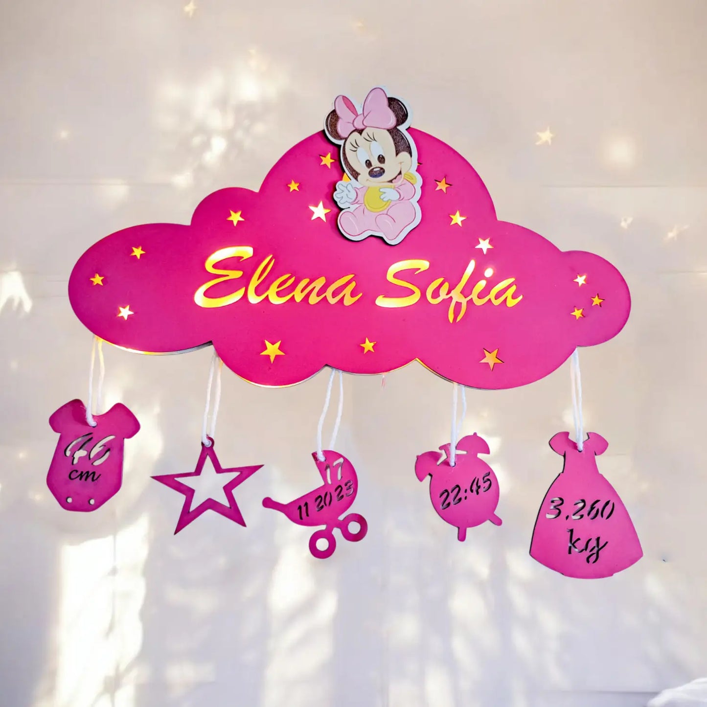 Lampa de Veghe Personalizata Norisor – Cu Nume si Date Nastere, LED si Design de Poveste cu personaje