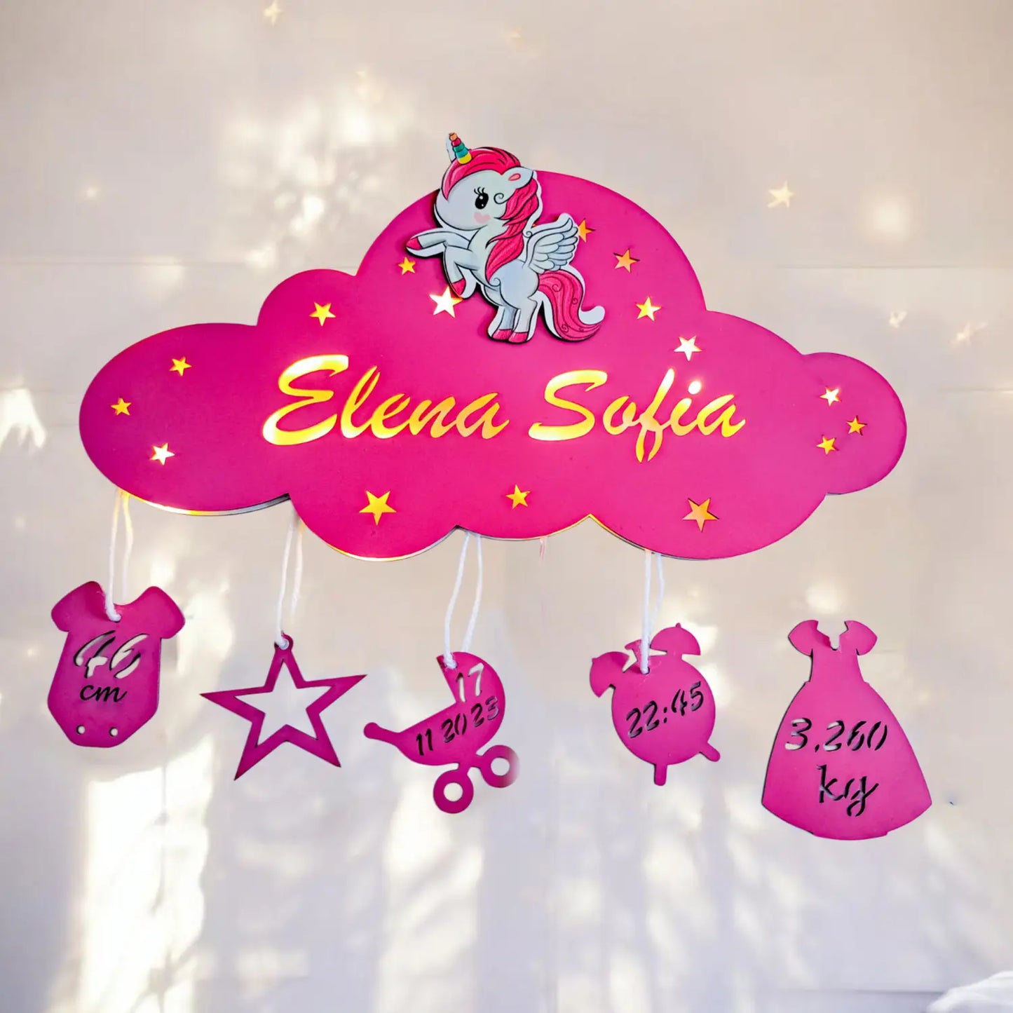 Lampa de Veghe Personalizata Norisor – Cu Nume si Date Nastere, LED si Design de Poveste cu personaje