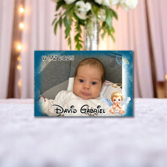 Marturie magnetica botez personalizata cu poza, nume si data model 5