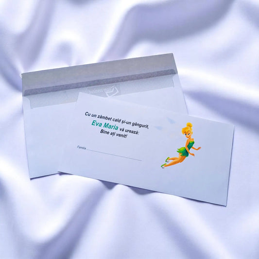 Plic pentru bani botez personalizat – cu nume, personaj din desene și mesaj special | 11×22 cm PB22