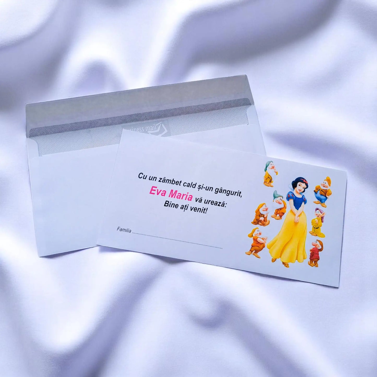 Plic pentru bani botez personalizat – cu nume, personaj din desene și mesaj special | 11×22 cm PB15