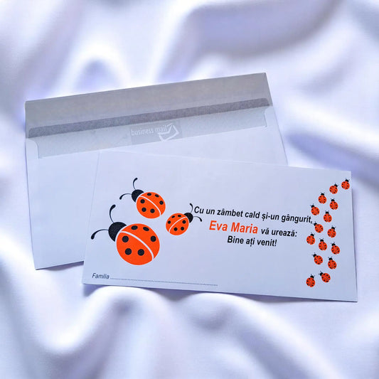 Plic pentru bani botez personalizat – cu nume, personaj din desene și mesaj special | 11×22 cm PB13