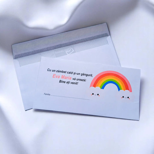 Plic pentru bani botez personalizat – cu nume, personaj din desene și mesaj special | 11×22 cm PB27